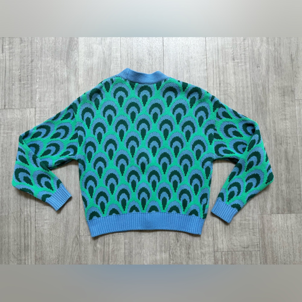 Zara Blue and Green Patterned Cardigan - Picture 6 of 9
